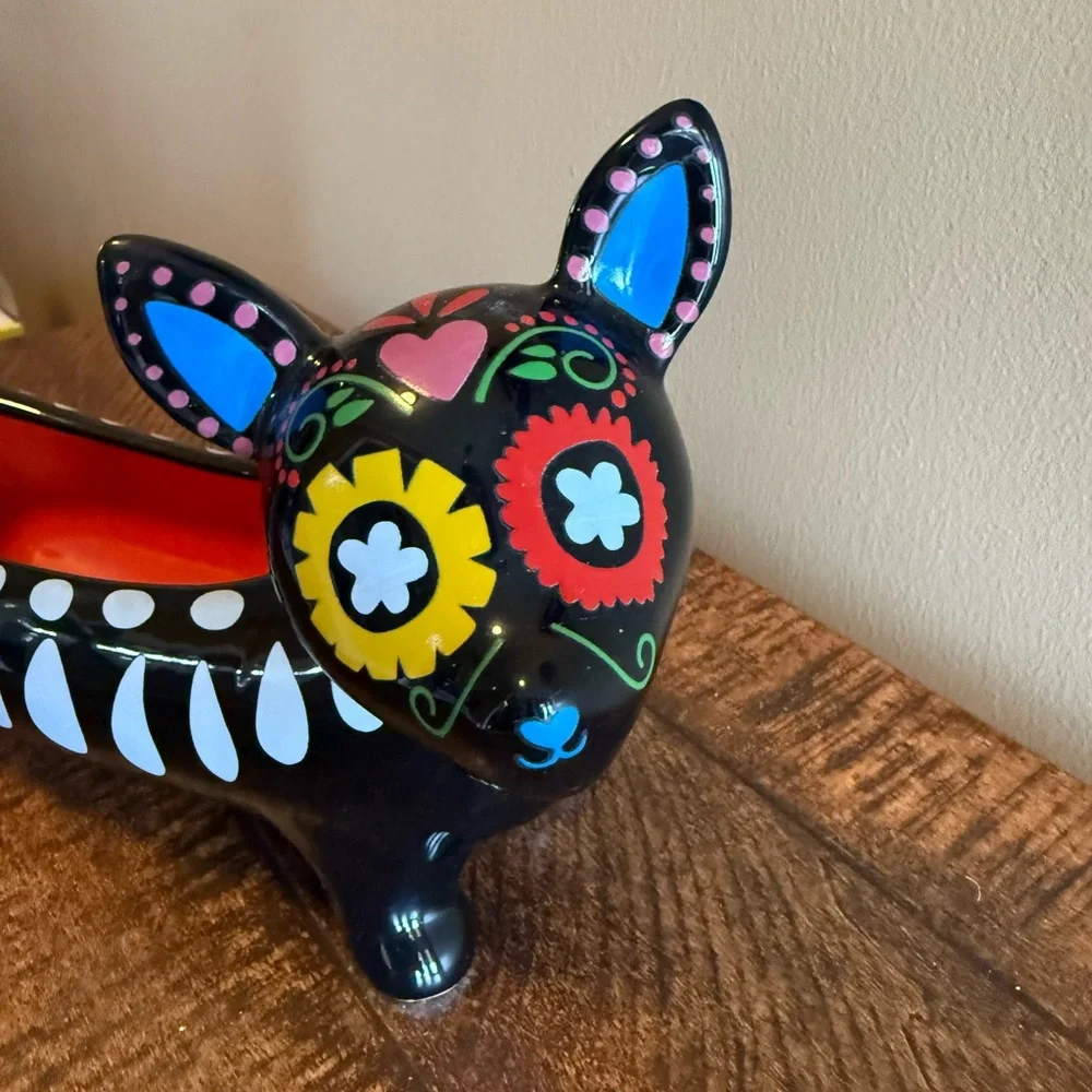NWT! Pier 1 Day of the Dead Dog Cracker Dish. Sugar Skull/ Dias de Los Muertos